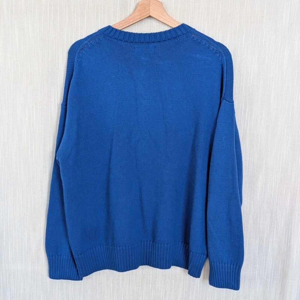 Naadam Cotton High Neck Cardigan Womens Blue Soft Knit Button Front Casual - Picture 4 of 9